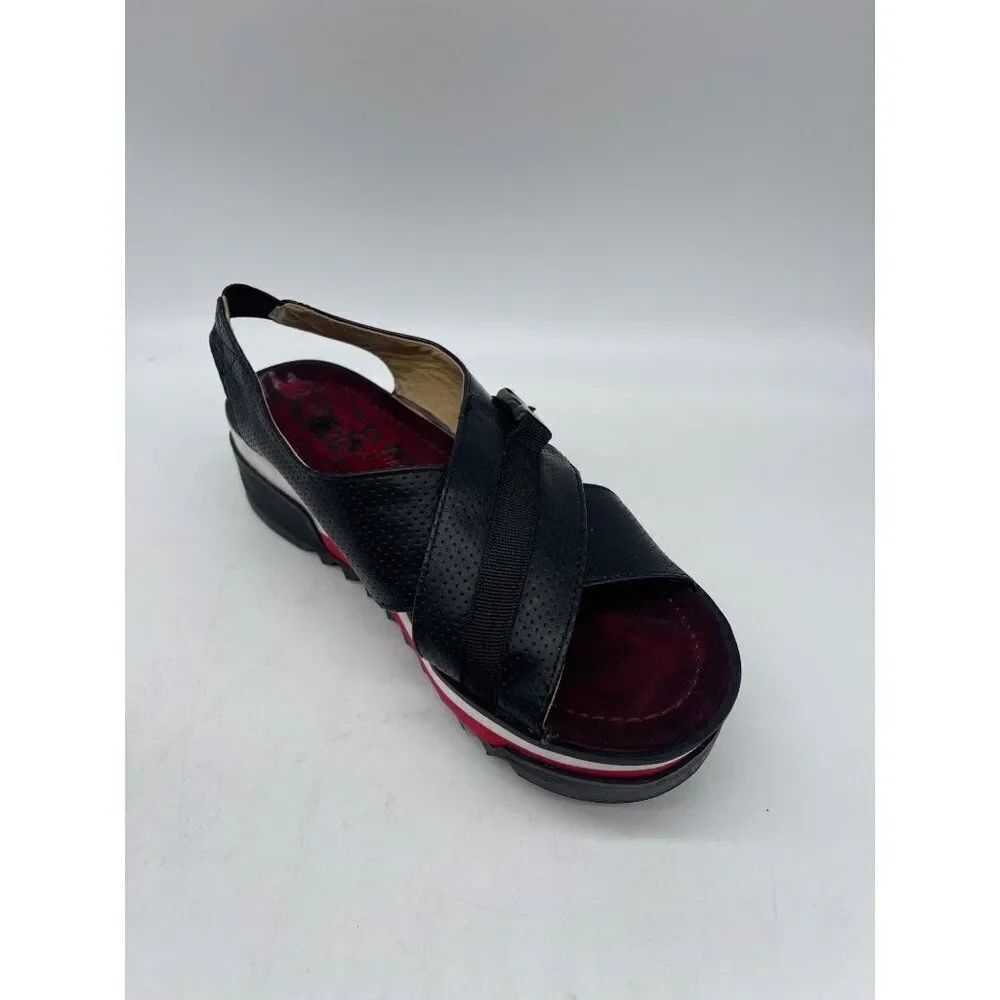 Adrienne Vittadini Women Black Slingback Platform Cross Front Sandal Size 8